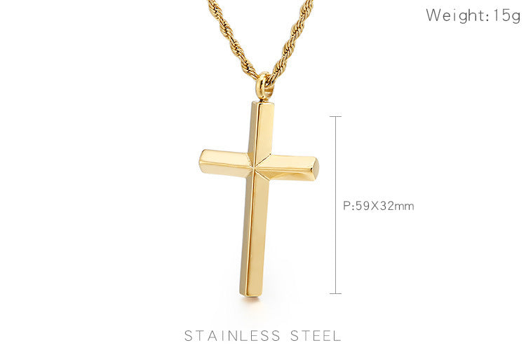 Electroplated Cross Pendant Creative Titanium Steel Hemp Flowers Chain Necklace